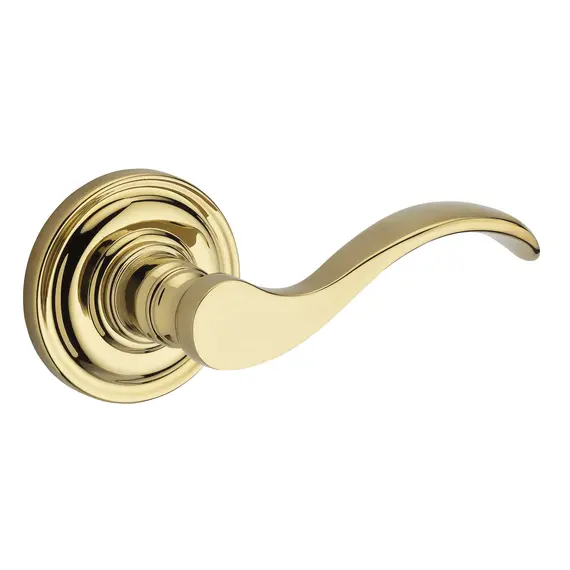 Baldwin HDCURLTRR003 Half Dummy Left Hand Curve Lever and Traditional Round Rose Lifetime Brass Finish