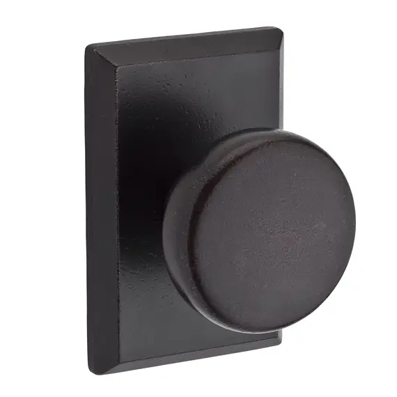 Baldwin HDRUSRSR481 Half Dummy Rustic Knob and Rustic Square Rose Dark Bronze Finish