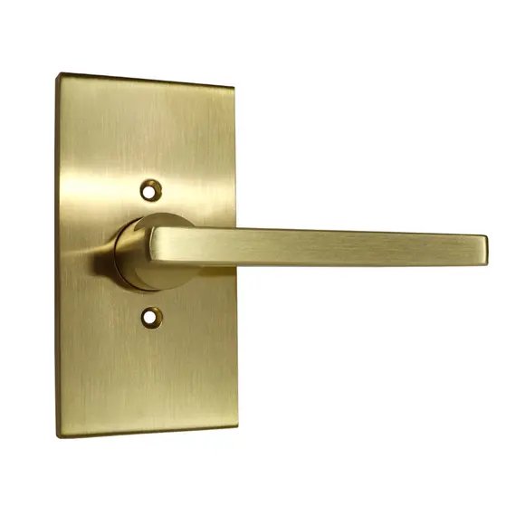 Baldwin HDSQUCFR044 Half Dummy Square Lever and Contemporary 5" Rose Lifetime Satin Brass Finish