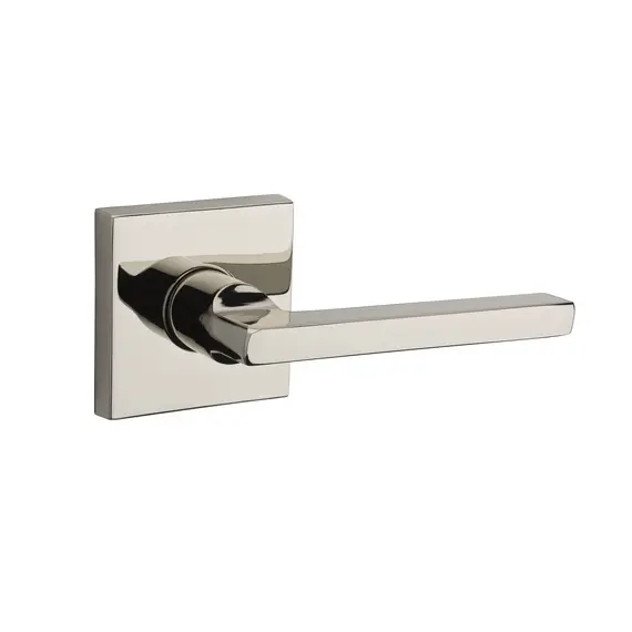 Baldwin HDSQURCSR055 Half Dummy Right Hand Square Lever and Contemporary Square Rose Lifetime Bright Nickel Finish