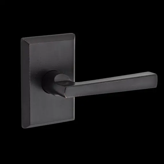 Baldwin HDTAPRSR481 Half Dummy Taper Lever and Rustic Square Rose Dark Bronze Finish