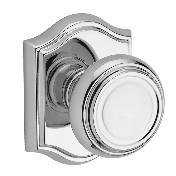 Baldwin HDTRATAR260 Half Dummy Traditional Knob and Traditional Arch Rose Bright Chrome Finish