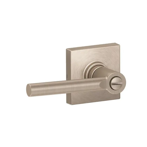 Schlage Residential - J Series J40BRW619COL Broadway Lever with Collins Rose Privacy Lock with 16254 Latch and 10101 Strike Satin Nickel Finish