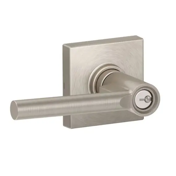 Schlage Residential - J Series J54BRW619COL Broadway Lever with Collins Rose Entry Lock with C Keyway; 16255 Latch; and 10101 Strike Satin Nickel Finish