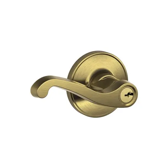 Schlage Residential - J Series J54LAS609 Entry Lock LaSalle Lever with C Keyway; 16255 Latch and 10101 Strike Antique Brass Finish