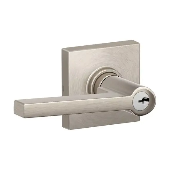 Schlage Residential - J Series J54SOL619COL Entry Lock Solstice Lever with Collins Rose with C Keyway; 16255 Latch and 10101 Strike Satin Nickel Finish