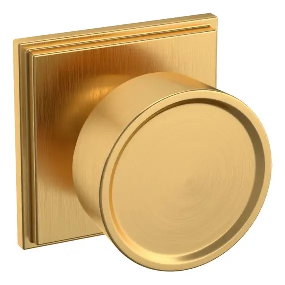 Baldwin K008044IDM Preconfigured K008 Hollywood Hills Knob with R050 Rose Half Dummy Lock Lifetime Satin Brass Finish