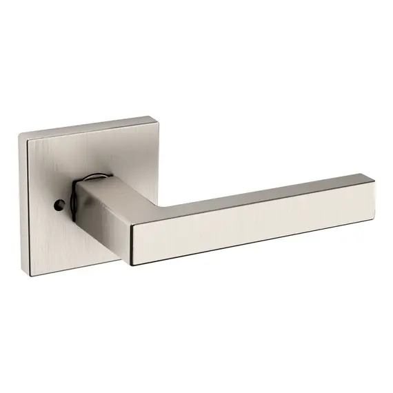 Baldwin L023056PRIV Preconfigured L023 Lever with R017 Rose Privacy Lock with 2-3/8" Backset and Full Lip Strike Lifetime Satin Nickel Finish