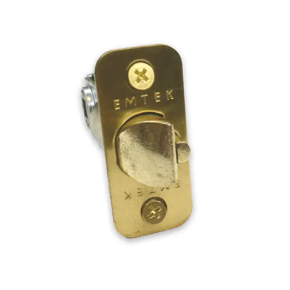 Emtek LC4-DLB2375R-US3 Key in Lever or Knob 2-3/8" Backset 1/4" Radius Corner Deadlatch Polished Brass Lifetime Finish