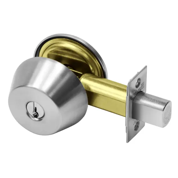 Sargent LC48526D Single Cylinder Grade 1 Deadbolt with 2-3/4" Backset and 404 Strike Less Cylinder Satin Chrome Finish