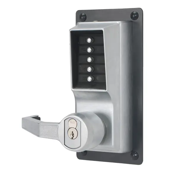 Simplex LRP1020B26D Right Hand Mechanical Pushbutton Exit Trim Lever Lock with Key Override;  Prep Satin Chrome Finish