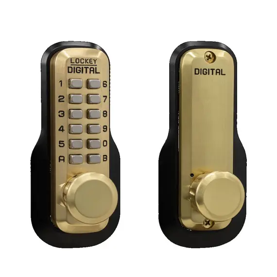 Lockey M230SB Mechanical Keyless Deadlocking Spring Latch Satin Brass Finish