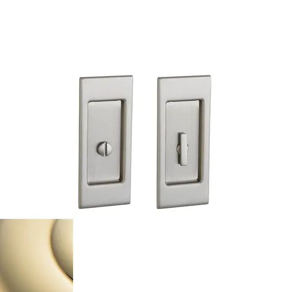 Baldwin PD006003PRIV Small Santa Monica Privacy Set 2-1/2" Backset Sliding Door Lock Lifetime Brass Finish