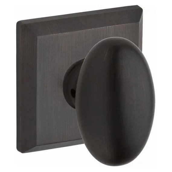 Baldwin PSELLTSR112 Passage Ellipse Knob and Traditional Square Rose with 6AL Latch and Dual Strike Venetian Bronze Finish