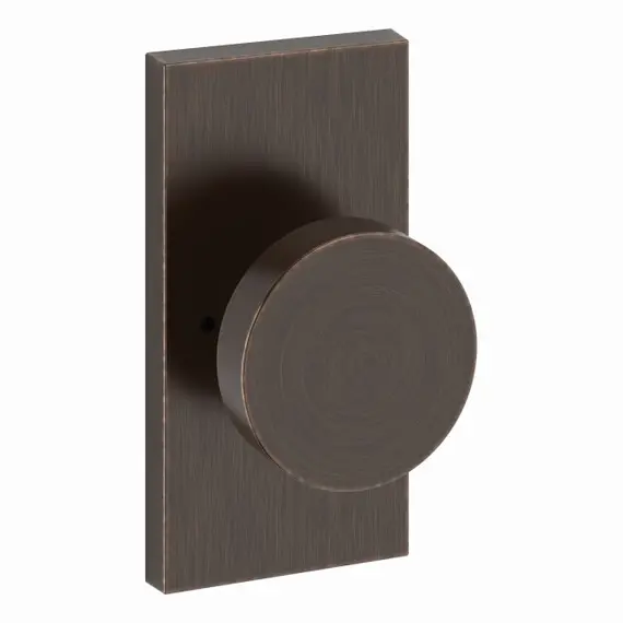 Baldwin PVCONCFR112 Privacy Contemporary Knob and Contemporary 5" Rose with 6AL Latch and Dual Strike Venetian Bronze Finish