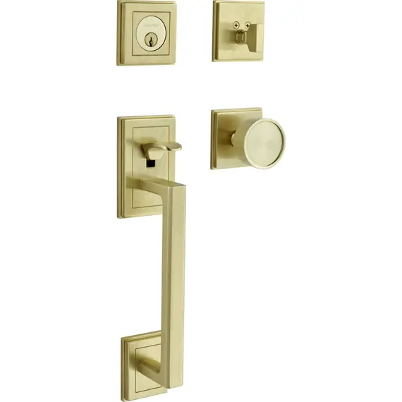 Baldwin 85310044ENTR Hollywood Hills Sectional Tubular Single Cylinder Handleset Lifetime Satin Brass Finish