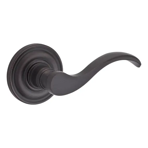 Baldwin PVCURTRR112 Privacy Curve Lever and Traditional Round Rose with 6AL Latch and Dual Strike Venetian Bronze Finish