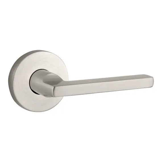 Baldwin PVSQUCRR150 Privacy Square Lever and Contemporary Round Rose with 6AL Latch and Dual Strike Satin Nickel Finish