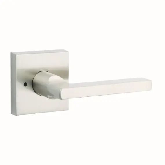 Baldwin PVSQURCSR150 Privacy Right Hand Square Lever and Contemporary Square Rose with 6AL Latch and Dual Strike Satin Nickel Finish