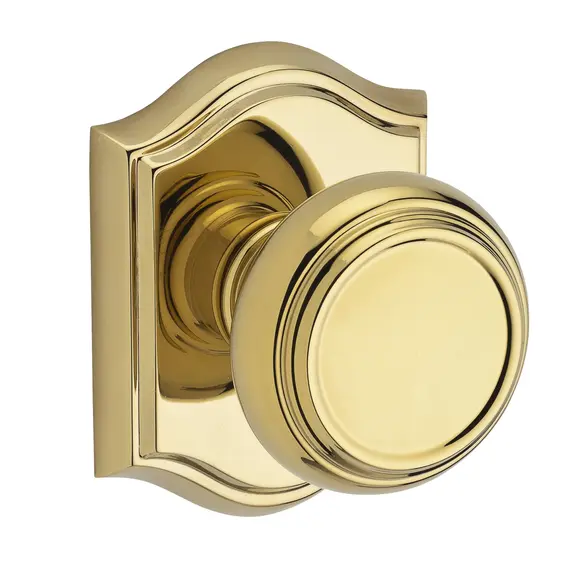 Baldwin PVTRATAR003 Privacy Traditional Knob and Traditional Arch Rose with 6AL Latch and Dual Strike Lifetime Brass Finish