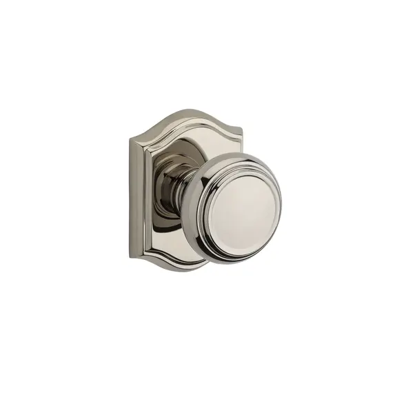 Baldwin PVTRATAR055 Privacy Traditional Knob and Traditional Arch Rose with 6AL Latch and Dual Strike Lifetime Bright Nickel Finish