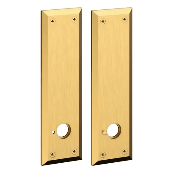 Baldwin R035044EGRK 9-2/5" Square Entry Rose Pair with Knob Adaptor Lifetime Satin Brass Finish