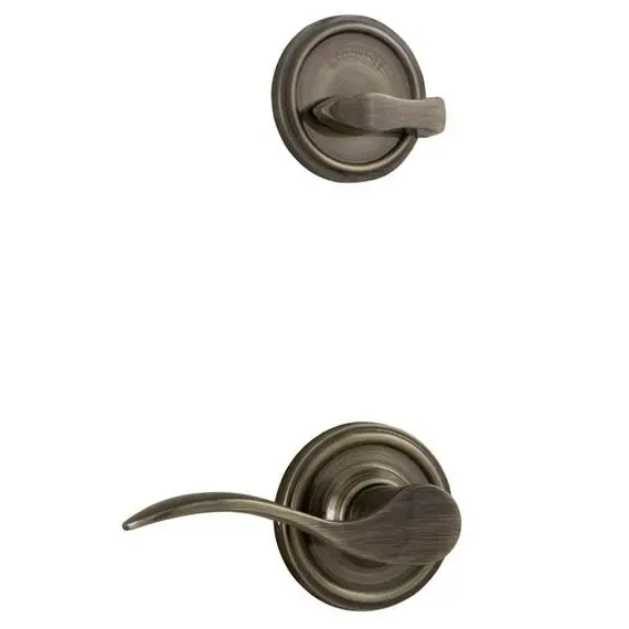 Weslock R2100--UASL20 Right Hand Bordeau Interior Single Cylinder Handleset Trim for Lexington or Colonial with Adjustable Latch and Round Corner Strikes Antique Brass Finish