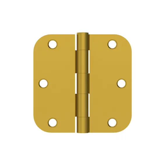 Hager RC18424458 4" x 4" 5/8” Radius Full Mortise Residential Plain Bearing Hinge Satin Brass Finish