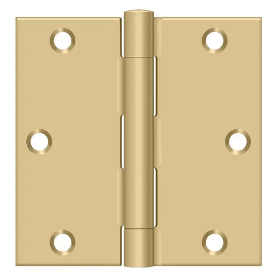 Deltana S35U4-R 3-1/2" x 3-1/2" Square Hinge; Satin Brass Finish