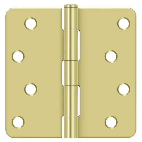 Deltana S44R43 4" x 4" x 1/4" Radius Hinge; Bright Brass Finish