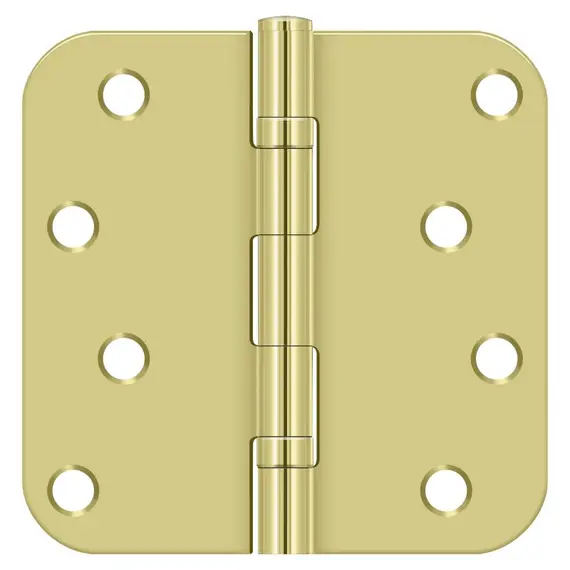 Deltana S44R5BB3 4" x 4" x 5/8" Radius Hinge; Ball Bearings; Bright Brass Finish