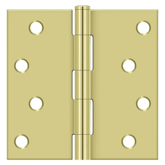 Deltana S44U3-R 4" x 4" Square Hinge; Bright Brass Finish