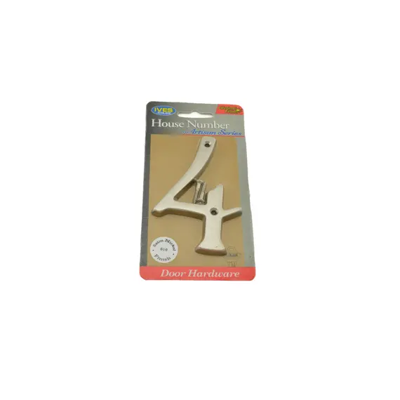 Schlage Residential SC23046619 Solid Brass Carded Classic House Number 4 Satin Nickel Finish