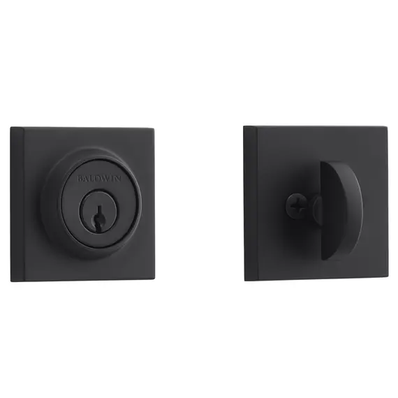 Baldwin SCCSD190 Single Cylinder Contemporary Square Deadbolt with 6AL Latch and Dual Strike Satin Black Finish