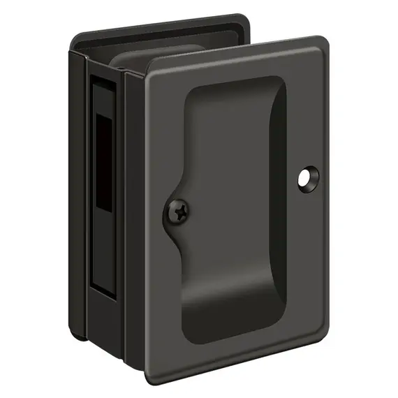 Deltana SDAR325U10B Heavy Duty Pocket Lock; Adjustable; 3-1/4" x 2 1/4" Sliding Door Receiver; Oil Rubbed Bronze Finish