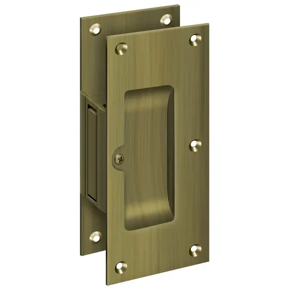 Deltana SDP60U5 Decorative pocket Lock 6"; Passage; Antique Brass Finish