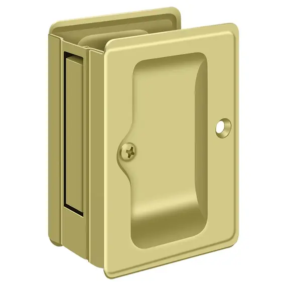 Deltana SDPA325U3 Heavy Duty Pocket Lock; Adjustable; 3-1/4" x 2 1/4" Passage; Bright Brass Finish