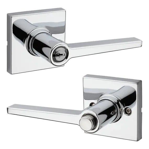 Safelock SL6000DALSQT-26 Daylon Lever with Square Rose Push Button Entry Lock with RCAL Latch and RCS Strike Bright Chrome Finish