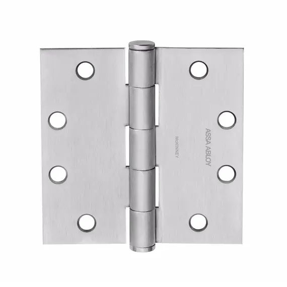 McKinney Hinges T271441226D 4-1/2" x 4-1/2" Square Corner Standard Weight Five Knuckle Hinge # 55755 Satin Chrome Finish