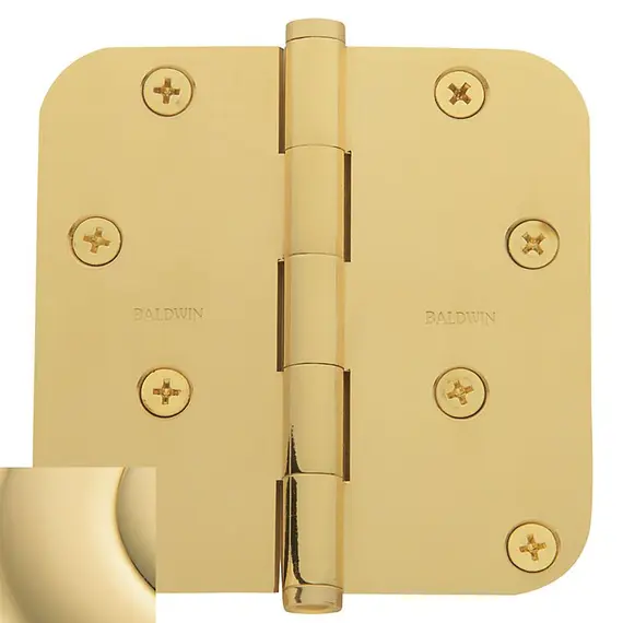 Baldwin 1140031I 4" X 4" - 5/8" Radius Mortise Hinge Unlacquered Brass Finish