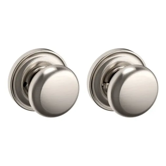 Baldwin 5015056PRIV Preconfigured 5015 Classic Knob with 5148 Rose Privacy Lock with 2-3/8" Backset and Full Lip Strike Lifetime Satin Nickel Finish