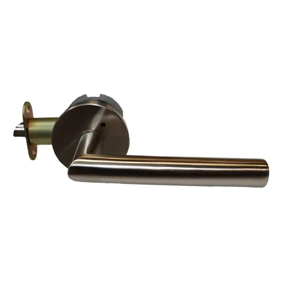 Emtek C5209STUUS15 Stuttgart Lever 2-3/8" Backset Privacy with Disk Rose with CF Mechanism for 1-3/8" to 1-3/4" Door Satin Nickel Finish