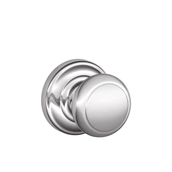 Schlage Residential F10AND625AND Andover Knob with Andover Rose Passage Lock with 16080 Latch and 10027 Strike Bright Chrome Finish