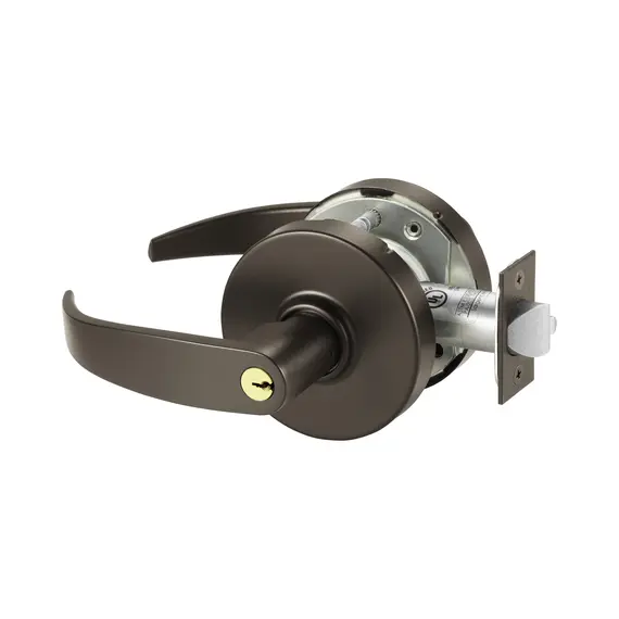 Sargent LC10XG17LP10BE Utility Asylum Institutional (F87) Double Cylinder Cylindrical Lever Lock Grade 1 with P Lever and L Rose with ASA Strike Less Cylinder Dark Bronze Finish