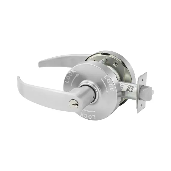 Sargent LC10XG38LP26D Classroom Security Double Cylinder Lever Lock Grade 1 with P Lever and L Rose with ASA Strike Less Cylinder Satin Chrome Finish