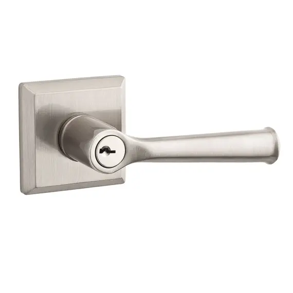 Baldwin ENFEDTSR150 Entry Federal Lever and Traditional Square Rose with 6AL Latch and Dual Strike Satin Nickel Finish