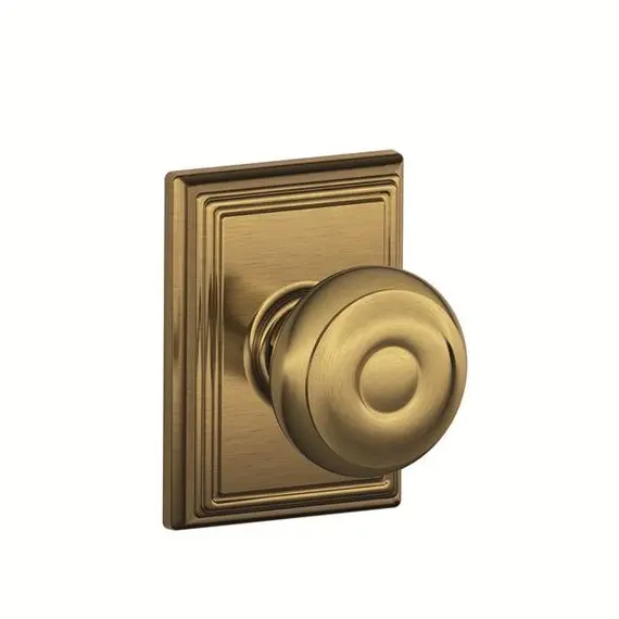 Schlage Residential F94GEO609ADD Georgian Knob with Addison Rose Dummy Interior Trim Antique Brass Finish