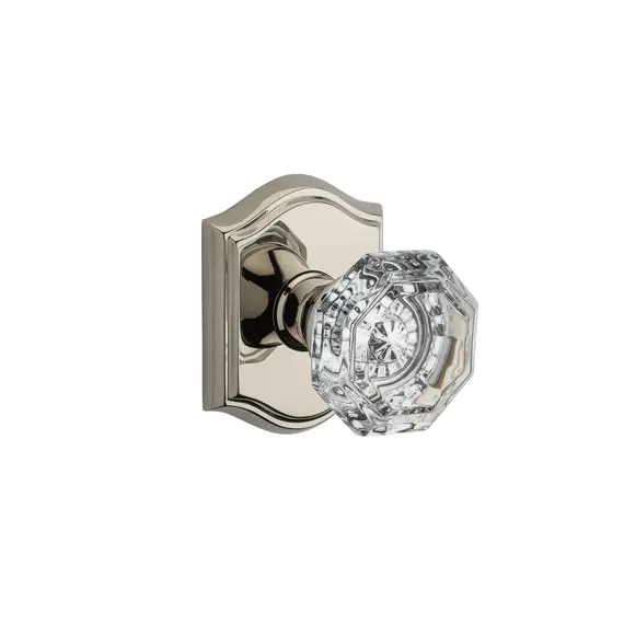 Baldwin PVCRYTAR055 Privacy Crystal Knob and Traditional Arch Rose with 6AL Latch and Dual Strike Lifetime Bright Nickel Finish