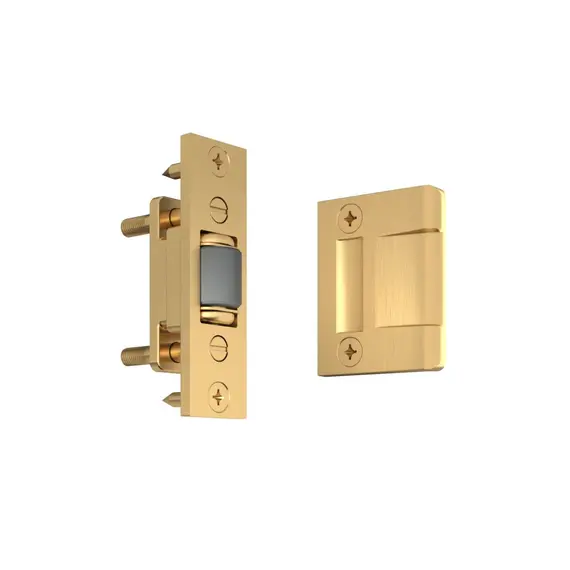 Baldwin 0430044 Roller Latch With Full Lip Strike Lifetime Satin Brass Finish