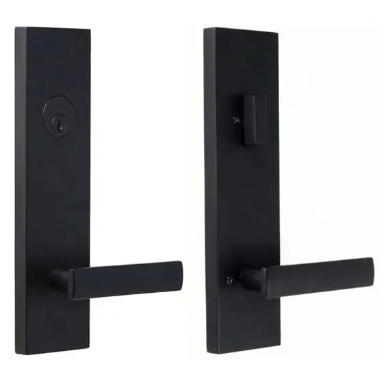 Weslock 066213232SL2D Utica Lever Addy Escutcheon Single Cylinder Deadbolt Passage Lock with Adjustable Latch and Round Corner Strikes Matte Black Finish